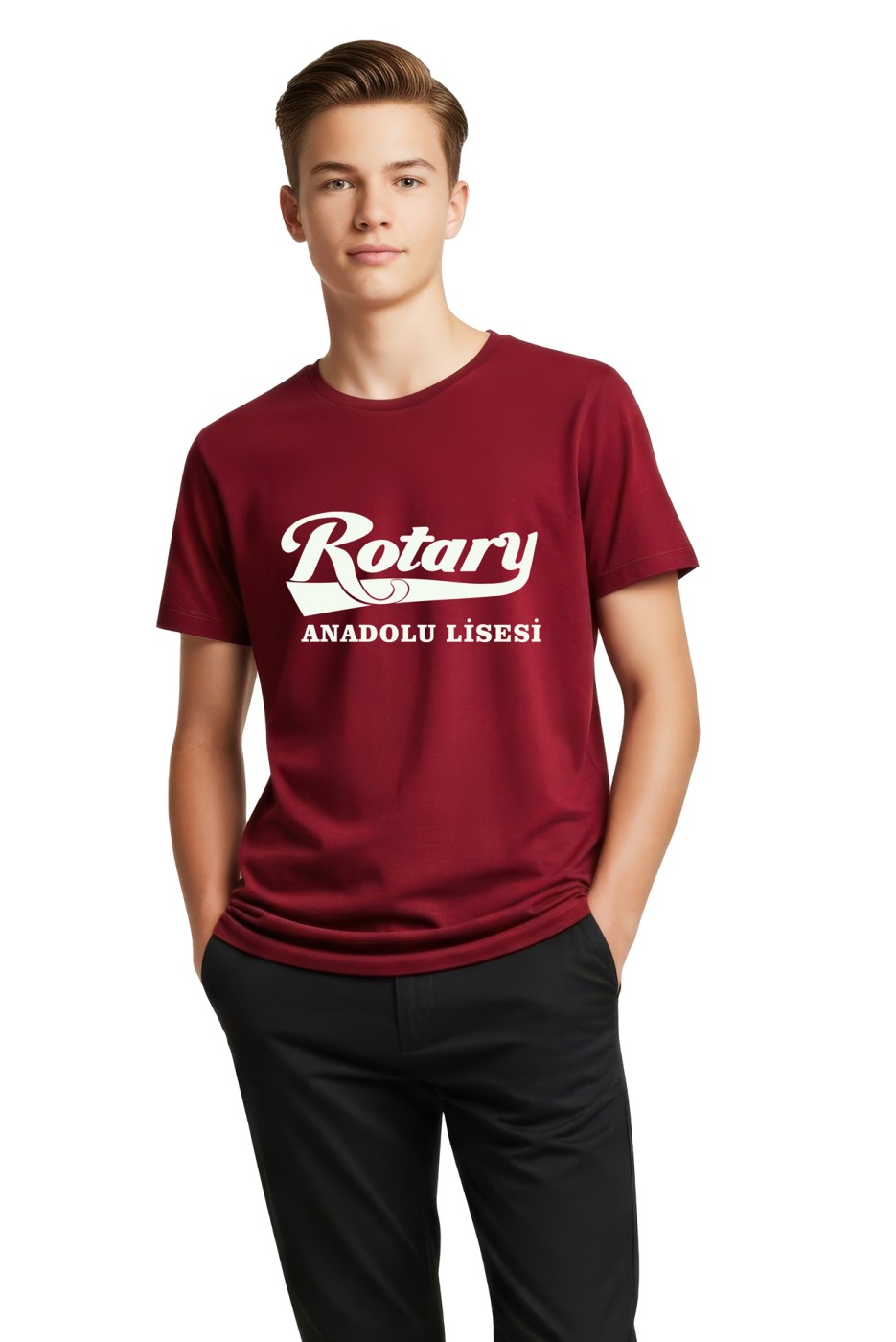 Seyhan Rotary Anadolu Lisesi okul tişört bordo