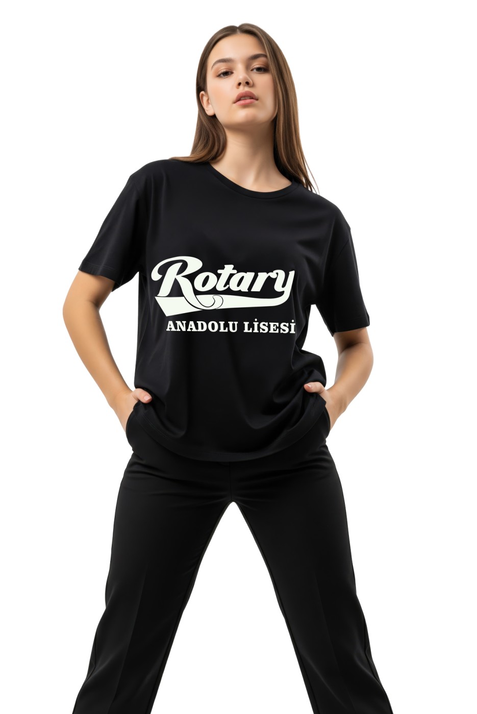 Seyhan Rotary Anadolu Lisesi okul tişört siyah