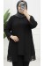 Şıklığınızı Yansıtan Taşlı Tül Detaylı Siyah Tunik
