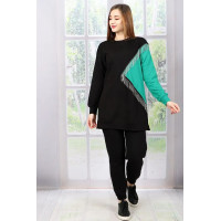 Parçalı Penye Tunik Yeşil