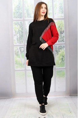 Parçalı Penye Tunik Kırmızı