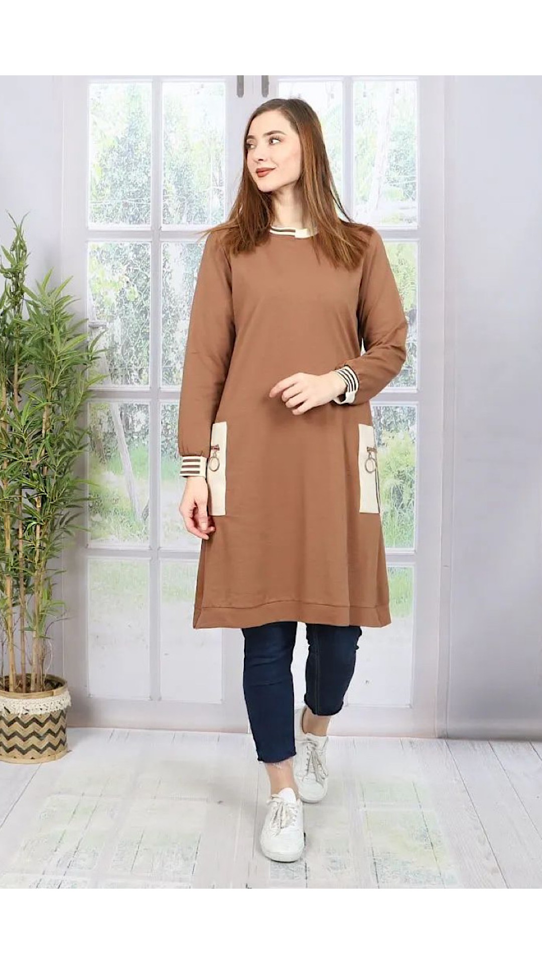 Çep Detaylı Penye Tunik